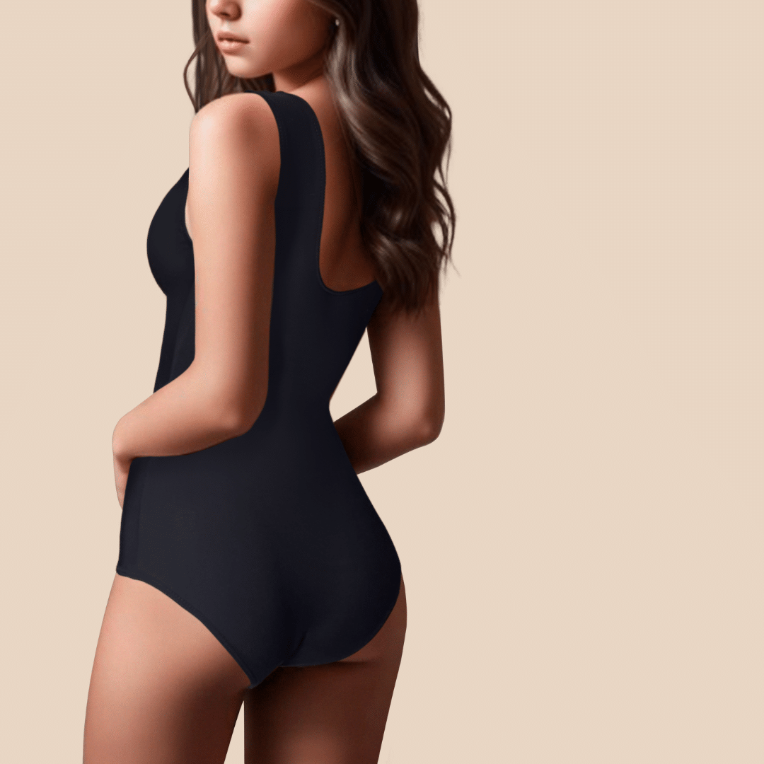 Dos Maillot de bain menstruel Léa une pièce classique noir pour adolescentes